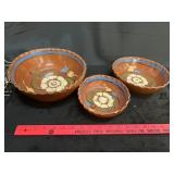 (3) Mexican Hand-Painted Folk Art Tonala Bowls