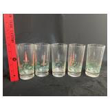 (5) VTG Christmas Libbey Highball Tumblers