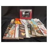 Lot of Cook Books & Aluminum Corkscrew Set