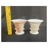 (2) VTG Akro Agate Slag Glass Lily Planters