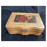 VTG Wooden Dovetail Jewelry Box Music Box