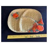 VTG Lefton Yellow Basket Weave Divided Tray