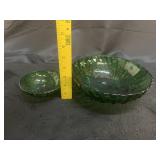 (2) VTG Anchor Hocking ï¿½Forest Greenï¿½ Glass Bowls