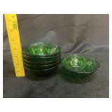 (6) VTG Anchor Hocking Green Glass Bowls