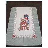 VTG Quilted Teddy Bear Blanket 84'x75'
