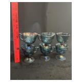 (6) VTG Indiana Carnival Glass Sugar Bowl &