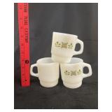 (3) VTG Fire-King Meadow Green Stacking Mugs