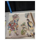 (2) Hand-Drawn Chinese Lion Dance Prints