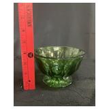 VTG Anchor Hocking Green Glass Footed Pedestal