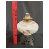 VTG Victorian Hand-Painted Milk Glass Oil Lamp