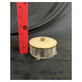 VTG Art Deco Ribbed Glass Powder Trinket Box