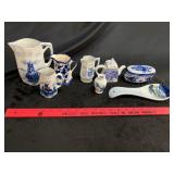 VTG Blue & White Ceramic Pitchers & Table Decor