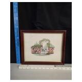 VTG Country Garden Framed CrossStitch