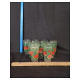 (9) Watermelon Design Glass Cups 6'