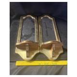(2) VTG Brass Wall Mirrors with Shelf