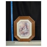 Octagonal Framed Print 'Lady In Flower Garden'
