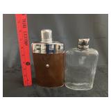 (2) VTG Glass Hip Flasks