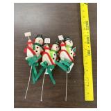 (3) VTG Reliance Beautysilk Flocked Snowman Picks