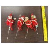 (4) VTG Santa Flocked Picks