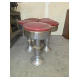 (7) MCM Red Padded Diner Stools 22'