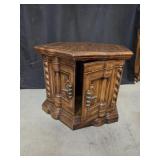 Vintage Wooden Octagonal Storage End Table