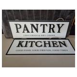 (2) Hanging Wall Signs 'Pantry, Kitchen' *NEW*