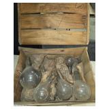 Wood Box  Clear Incandescent Light Bulbs