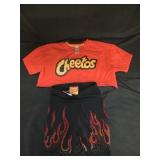 Cheetos Cropped Red T-Shirt & Rhinestone Flame