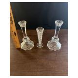 (3) Glass Candleholders