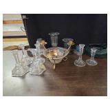 Lot of Glass Candle Holders & Candle Holders