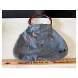 Fabric Handbag with Wooden Handle