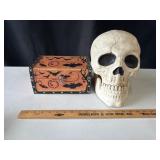 Plastic Skull & Halloween Box Decor