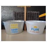 (2) Metal Oval Ice Buckets-New