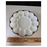 VTG Anchor Hocking Milk Glass Deviled Egg Plate