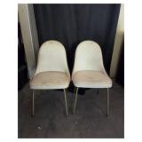 (2) White MCM Brody Leather Chairs
