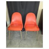 (2) Red MCM Brody Leather Chairs