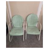 (2) Teal MCM Metal Shell Back Lawn Chairs