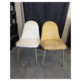 (2) Yellow/White MCM Brody Leather Chairs