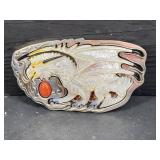 RARE CUSTOM STERLING SILVER 14K GOLD BELT BUCKLE