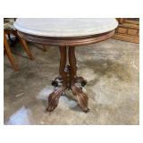 RARE MODEL WALNUT VICTORIAN MARBLE OVAL TOP TABLE