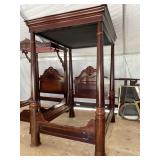 RARE MONUMENTAL WALNUT TEESTER QUEEN BED