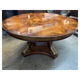 HENREDON ALL BURLED MAHOGANY ROUND DINING TABLE
