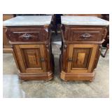 RARE PAIR OF LARGE MARBLE TOP VICTORIAN COMMODES