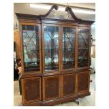 HICKORY WHITE MAHOGANY INLAID CHINA CLOSET