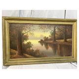 LAKE LANDSCAPE OIL ON BOARD