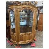 LARGE FRENCH CARVED BOW GLASS CHINA CLOSET