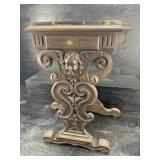 MARBLE TOP CHERUB CARVED 1 DRAWER TABLE
