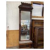WALNUT VICTORIAN MARBLE TOP PIER MIRROR