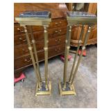 PR OF MARBLE AND BRASS REGENCY FERN STANDS