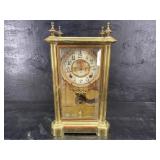 ANTIQUE BRASS GLASS ANSONIA OPEN ESCAPEMENT CLOCK